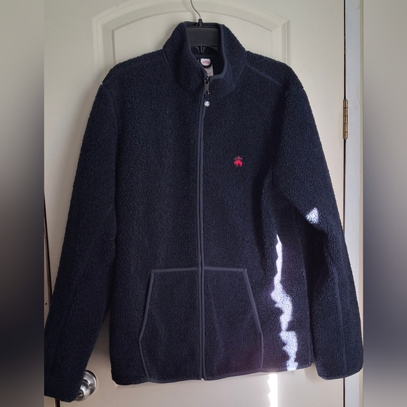 Brooks Brothers Teddy Fleece Full Zip Navy Jacket Men Size Large bussines casual - Picture 2 of 10